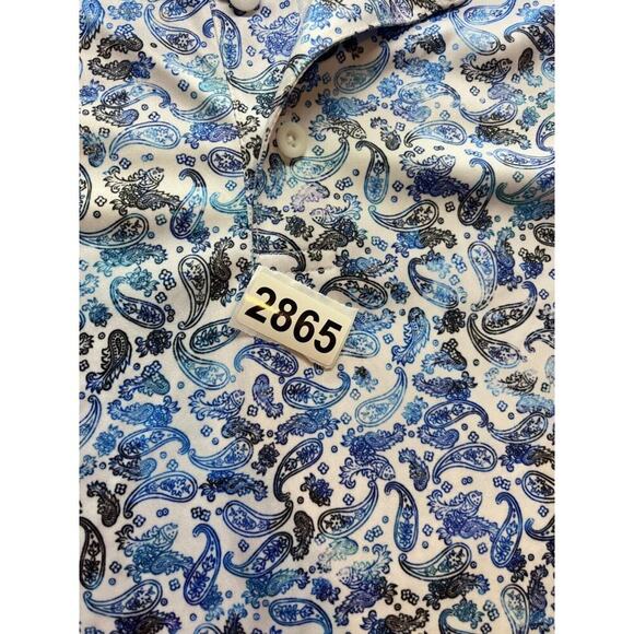 ROBERT GRAHAM Men's Paisley Blue Knit‎ Classic-Fit Polo Shirt Medium M - Picture 4 of 4